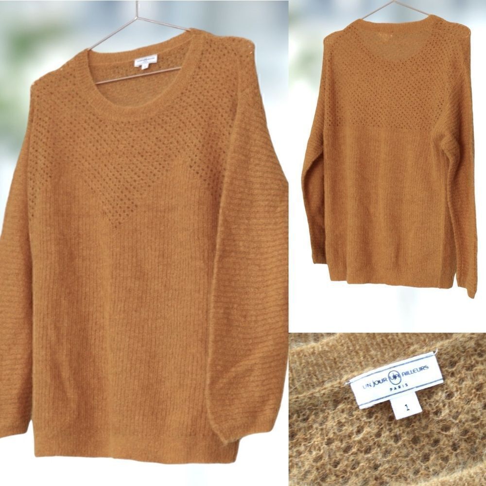 Un Jour Ailleurs Paris UJA Mohair Alpaca Jumper Sweater Blouse Size S - T 1